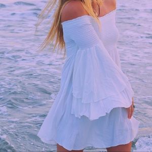 Off the shoulder white dress